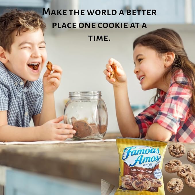 Classic Bite-Size Famousamos Chocolate Chip Cookies, 2 Oz Individual Bags | (42 - Count Chocolate Chip Cookies)