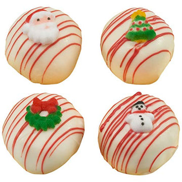 Mini Tree, Santa, Snowman, And Wreath Edible Sugar Decoration Toppers, 24 Count - Great For Cupcakes, Cookie, Cakes, Cakes Pop
