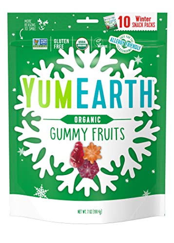 Yumearth Organics Holiday Fruit Gummies, Cherry/Peach/Strawberry, 0.7 Oz, Pack Of 10