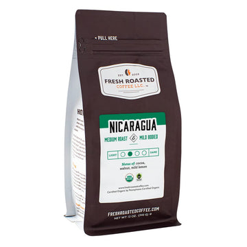 Fresh Roasted Coffee, Organic Nicaragua, 12 Oz, Medium Roast, Fair Trade Kosher, Ground