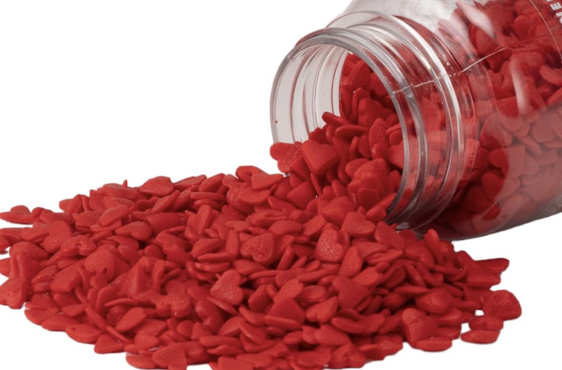 EDIBLE ACCENTS RED HEARTS- Gluten-free, Egg Free, Nuts Free, Kosher, Sprinkle Medley Mix, For Baking, Decorating, Cookies, Cupca