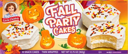 Little Debbie Fall Party Cakes, Vanilla, 10 Twin Wrapped Cakes, 12.75 OZ Box