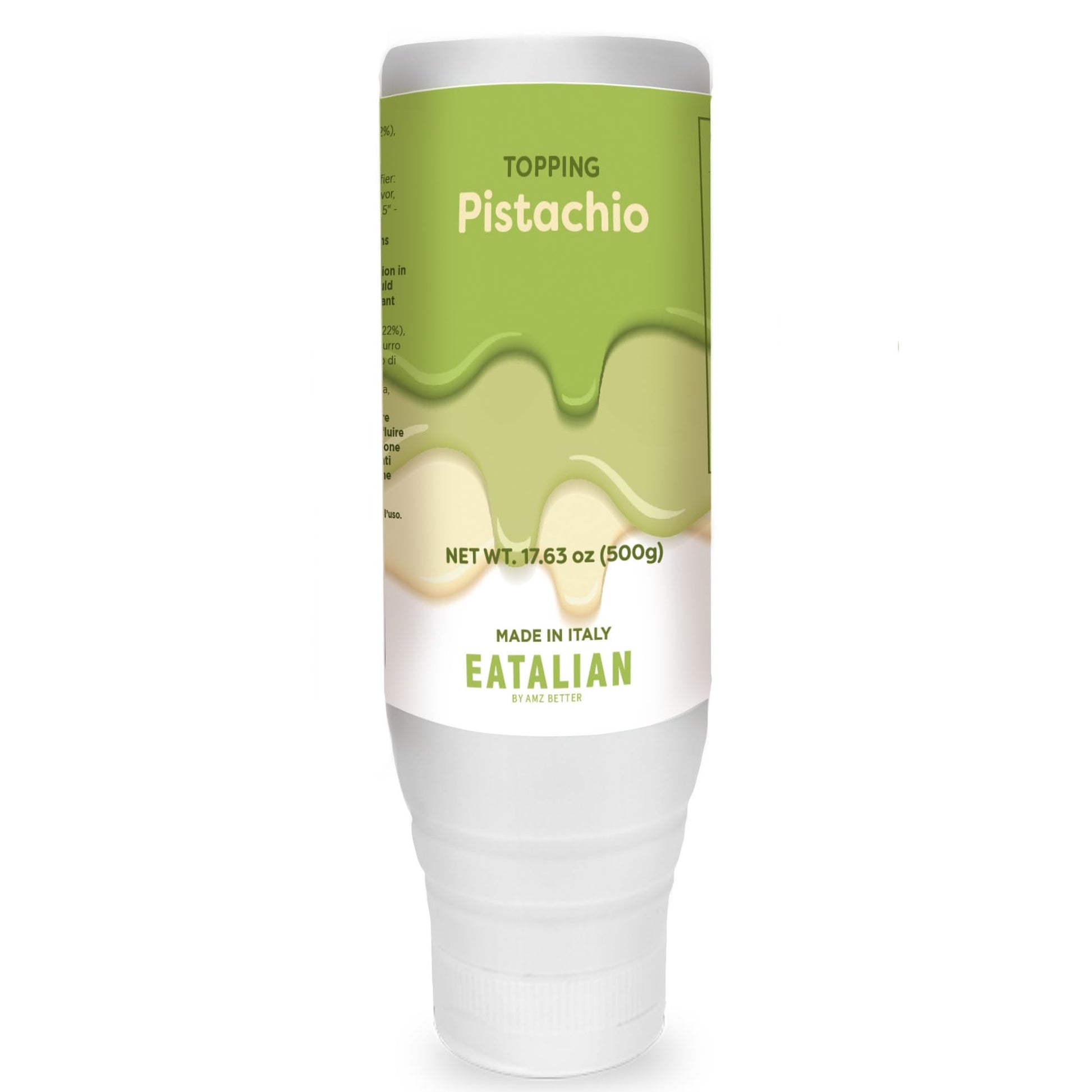 EATALIAN by AMZ BETTER Pistachio Flavoured Topping, Sweet Protein Cream in 17.63 oz/ 500g Squeezer, Made in Italy, Pistachio Sau