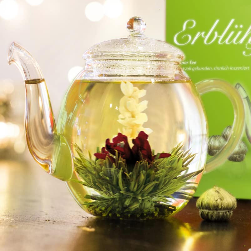 Creano Tea Flowers Mix 6Pcs Set Blooming Tea Green Tea In Elegant Magnetic Box With Silver Embossing