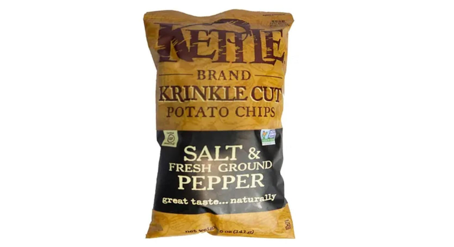 Kettle Foods Potato Chips Krinkle Salt & Fresh Ground Pepper, 5 Oz
