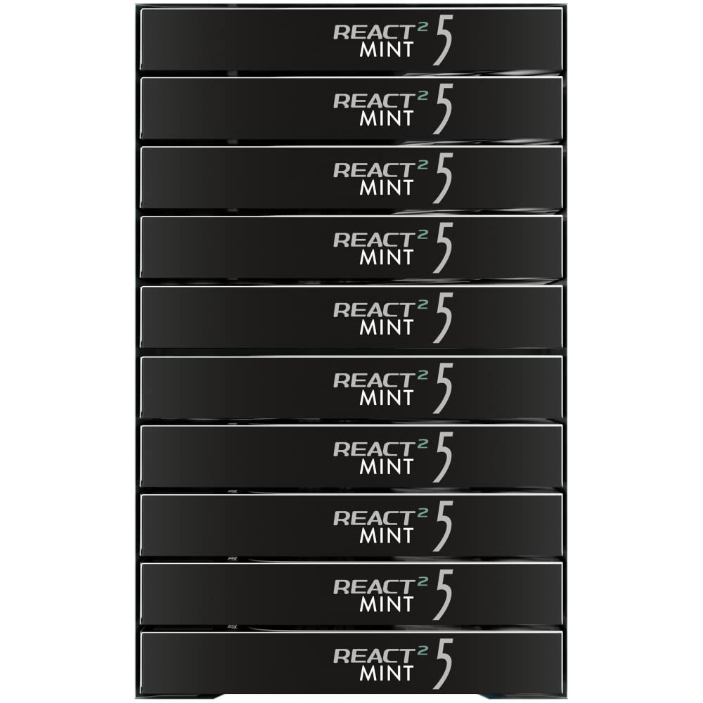 Wrigley's 5 Gum React Mint Sugar Free Chewing Gum - 10 Pack (15 Sticks Each) - Bulk Candy for Fresh Breath
