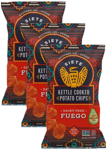 Siete Family Foods Fuego Potato Chips, 5.5 Oz Bag (Pack Of 3)