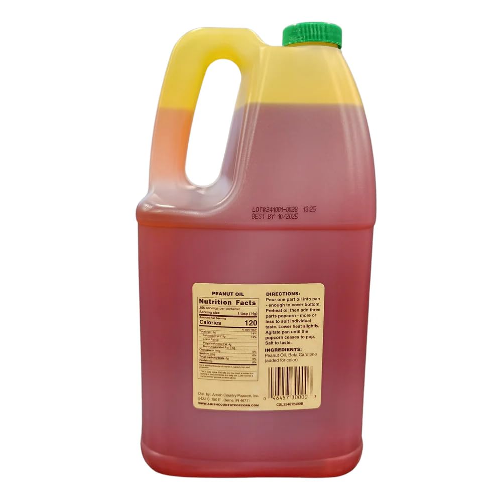 Amish Country Popcorn Peanut Oil - Non-GMO, Gluten Free, Kosher - 1 Gallon