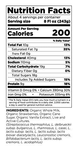 Maple Hill Creamery, 100% Grass Fed Organic Kefir, Strawberry, 32 oz