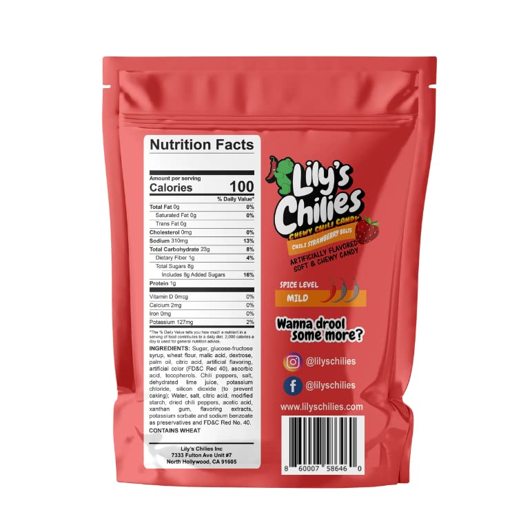 Lilys Chilies, Sour And Chili Chewy Candy (Chili Strawberry Belts), 8 Ounce (Pack Of 1)