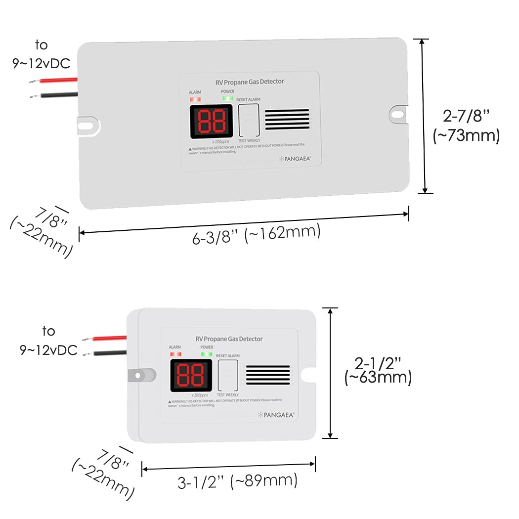 Pangaea Digital Rv Propane Gas Detector With 85Db Loud Alarm, Dc 12V, For Trailer, Motorhome, Motorcoach (Surface Mount - White)