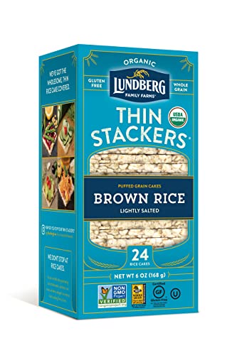 Lundberg Organic Thin Stackers Brown Rice Lightly Salted 6 Oz (Pack Of 1) Thin Rice Cakes Gluten-Free Vegan Healthy Snacks
