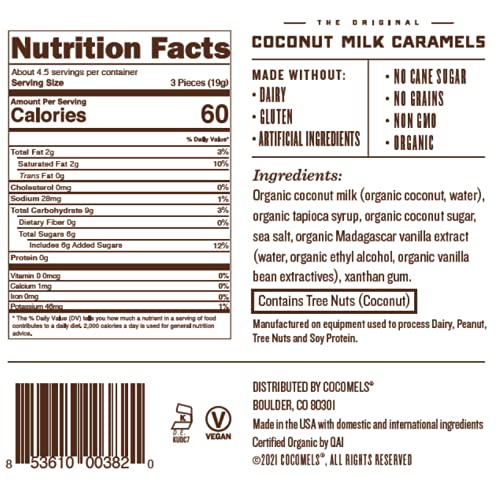 Cocomels Coconut Sugar Coconut Milk Caramels, 3 Oz, 3 Pack, Dairy Free, Vegan, Organic