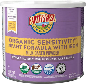 Earths Best Organic Baby Formula, Low Lactose Sensitivity Infant Formula With Iron, Non-Gmo, Omega-3 Dha And Omega-6 Ara, 21 Oz