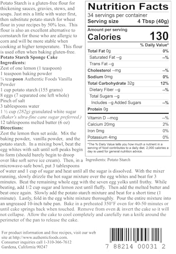Authentic Foods Potato Starch - 3 lb