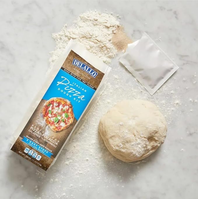 Delallo, Italian Pizza Dough Mix Kit, Includes Yeast, 17.6 Ounce Bag, 2 Pack, Hand-Tossed Pizza Crust Mix For Garlic Knots, Calzones, & Breadsticks