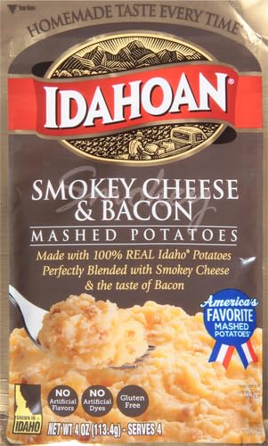 Idahoan Smokey Cheese & Bacon Mashed Instant Potato Mix Flakes, 4 oz, 3 Pack