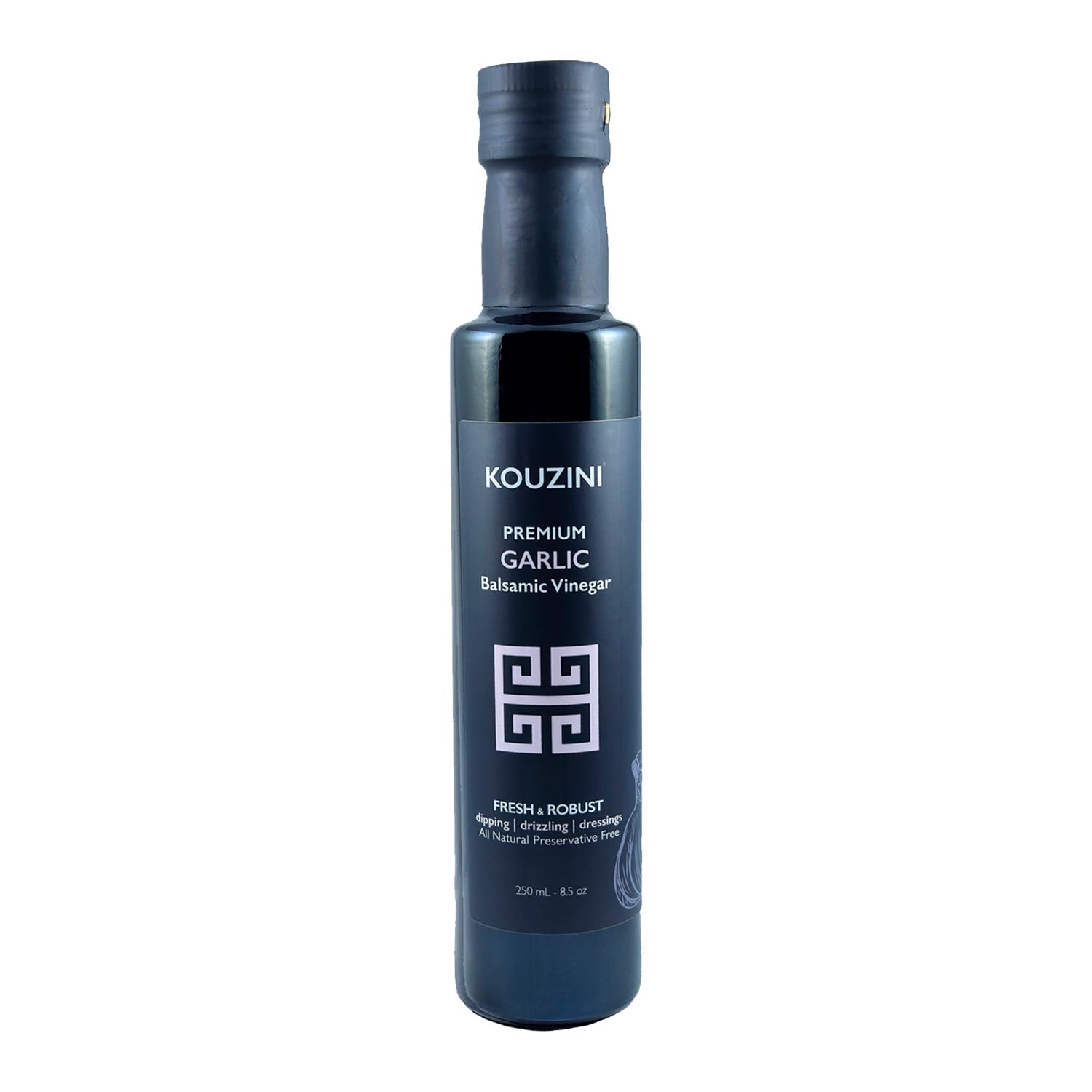 Kouzini Ultra Premium Garlic Balsamic Vinegar, Aged Balsamic Vinegars from Modena, Italy, Premium, Smooth & Full-Bodied Flavor, 