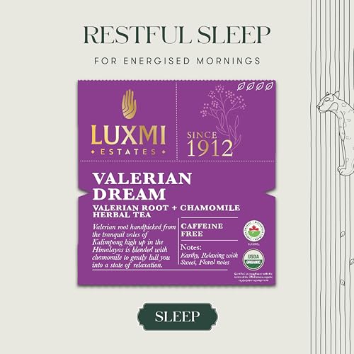 LUXMI Estates Sleep Tea With Valerian Root 25 Tea Bags (50 gram) Pack, With Chamomile, Lavender & Valerian Root |Get Better Slee