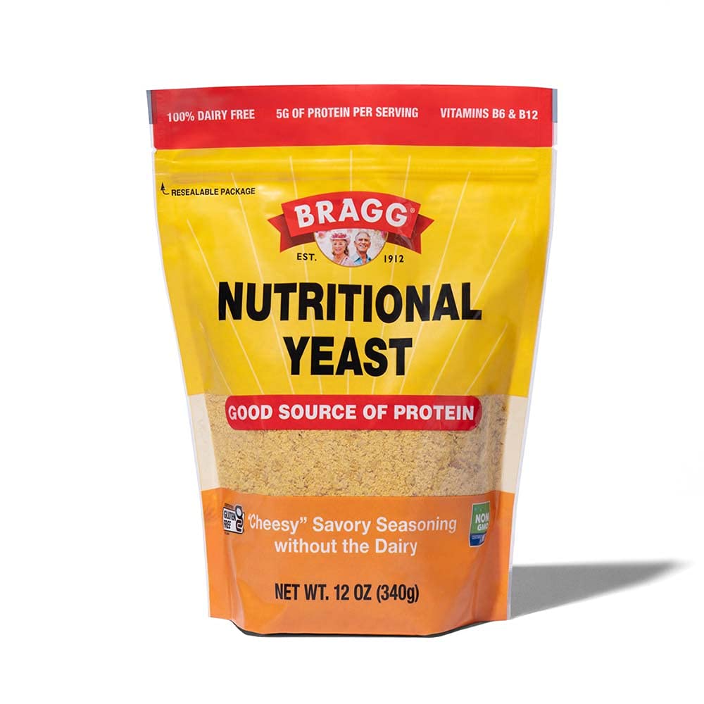 Bragg Top-Grade Nutritional Yeast Seasoning - Vegan  Gluten Free - Good Source Of Protein & Vitamins - Nutritious Savory Parmesan Cheese Substitute (Oriflavor Blendal  12 Ounce (Pack Of 1))