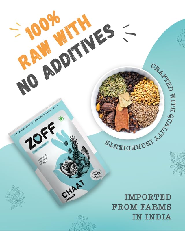 Zoff Chaat Masala 200G | Seasoning | Vegan, Preservative Free | All Natural & No Artifical Ingredients | Authentic Indian Spice