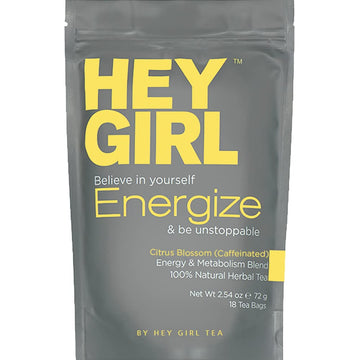 Hey Girl Energize Tea - Herbal Energy Tea Blend With Yerba Mate, Oolong, Ginger, & Green Tea - Morning Boost Coffee Alternative