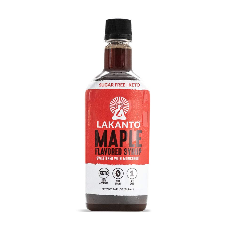 Lakanto Sugar Free Maple Syrup - Monk Fruit Sweetener  Keto Diet Friendly  Vegan  1g Net Carbs  Pancakes  Waffles  Oatmeal  Coffee  Tea  Granola  Frosting  Marinade  Dressing (26 fl oz)