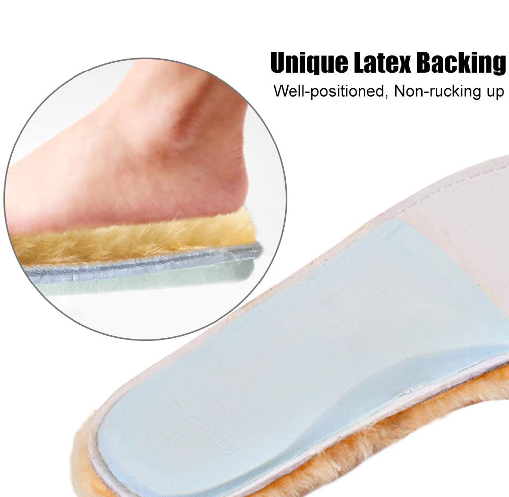 Abusa Sheepskin Insoles Women'S Premium Think Wool Fur Fleece Inserts Cozy & Fluffy 7