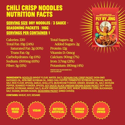 FLYBYJING Chili Crisp Noodles, 4.09 oz (Pack of 1)