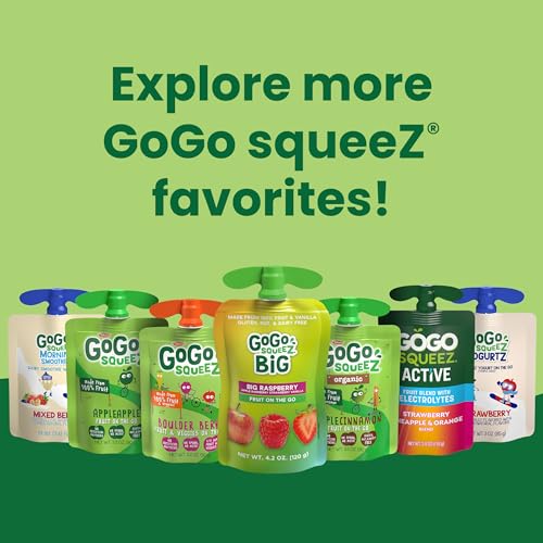 GoGo squeeZ Fruit on the Go  Apple Cinnamon  3.2 oz (Pack of 12)  Unsweetened Fruit Snacks for Kids  Gluten Free  Nut Free and Dairy Free  Recloseable Cap  BPA Free Pouches