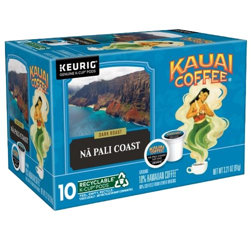 Kauai Coffee K-Cup Pods for Keurig – Arabica Coffee, Mild to Dark Roast, 60 Count Total (6 Packs of 10)