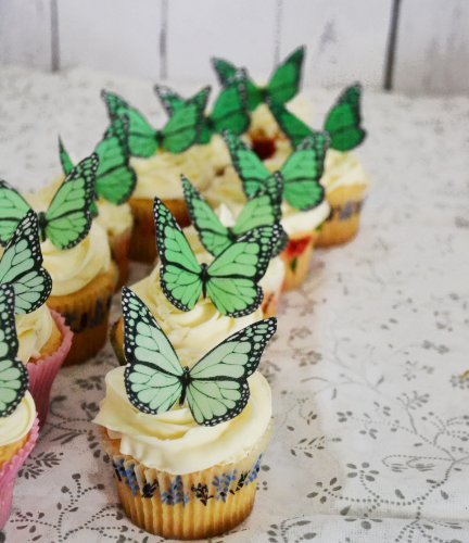 Sugar Robot Edible Butterflies Cake Toppers, Blue Monarch, Paper, 2.5 inches, Model x0025kn06f, Made in the USA