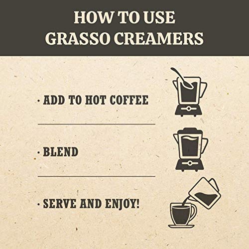 Grasso Mocha Creamer | The Original High-Fat Coffee Creamer | Keto | Coconut Oil, Ghee, Cocoa Powder | 3 x 15 oz