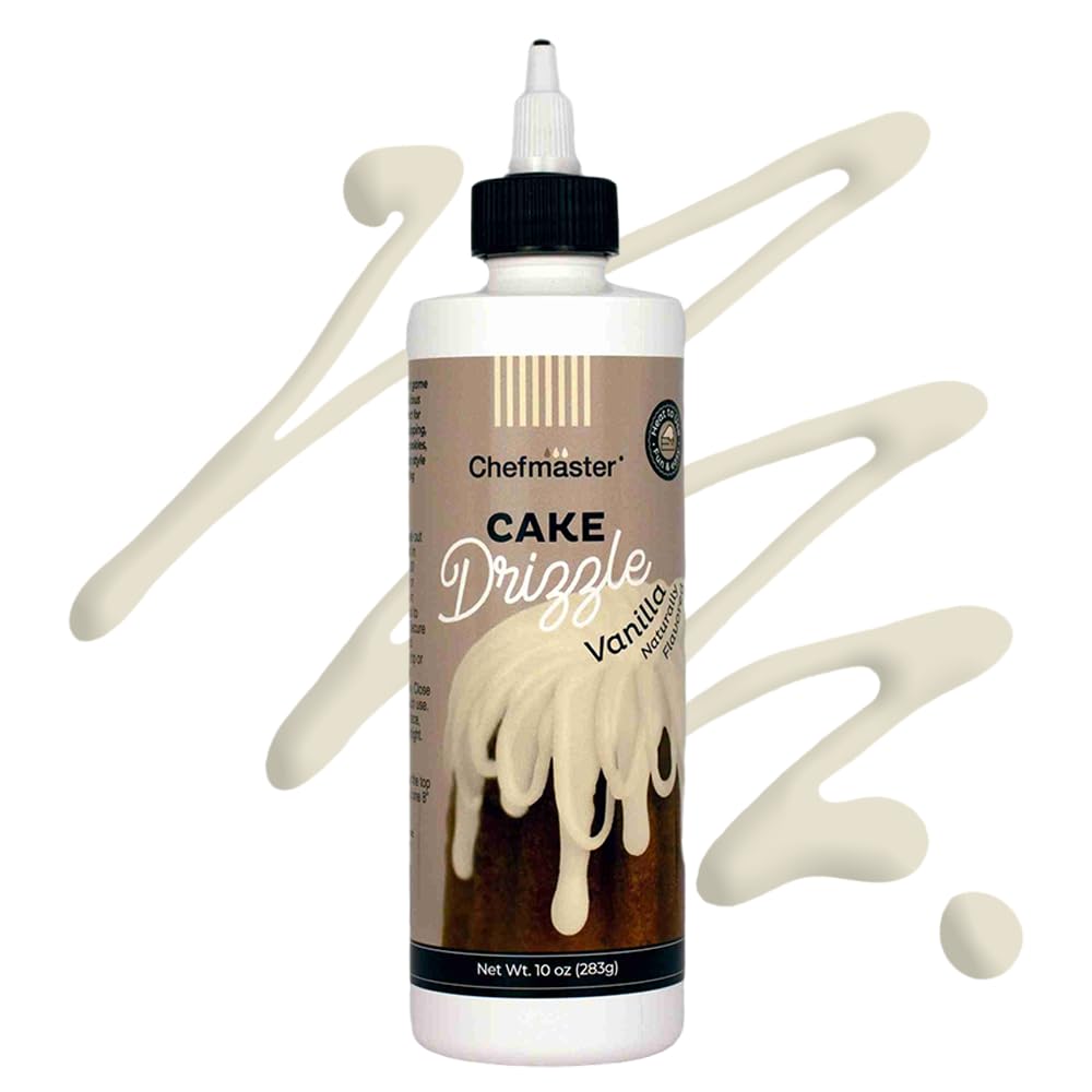 Vanilla-Flavored Cake Drizzle by Chefmaster, Edible Cake Drip Frosting for Decorating, Drip for Cakes, Cupcakes, Cookies, Donuts