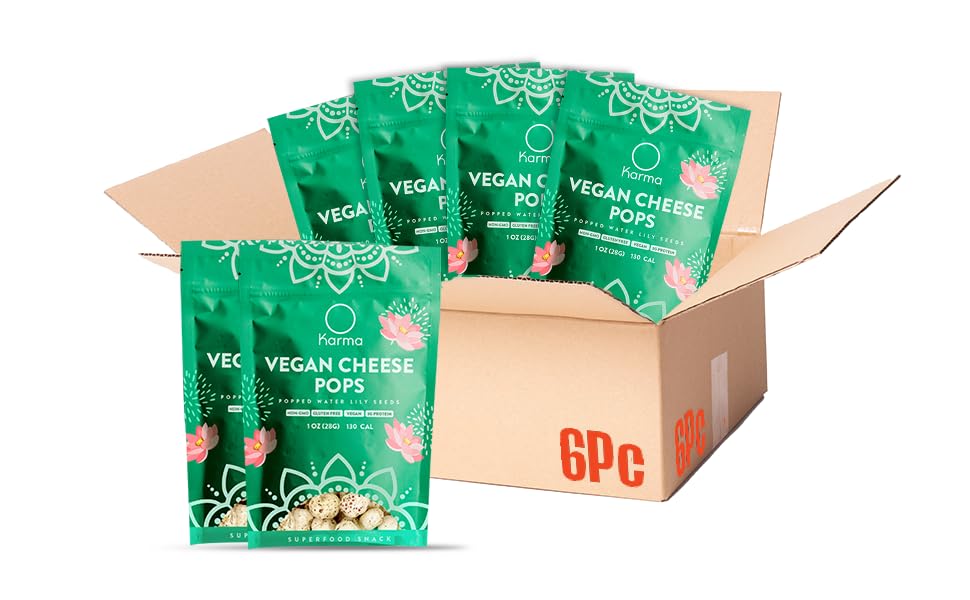 Karma Vegan Cheese Popped Water Lily Seeds - 3g protein, Gluten-Free, Vegan Cheese, Non-GMO - Flavor for Healthy Snacking On-the
