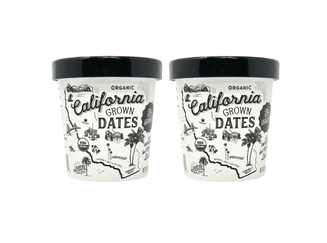 Rancho Meladuco Dates - The ''Grinders'' imperfect ORGANIC Medjool Dates | one 9 oz. cup | 2 Pack