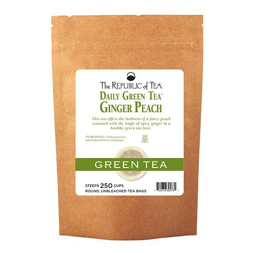 The Republic of Tea Ginger Peach Green Tea - 250 Tea Bags, Gourmet Green Tea with Ripe Peach and Spicy Ginger