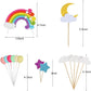 Blingabc Rainbow Cloud Cake Topper, 15Pcs Colorful Rainbow Soft Pottery Cake Toppers Set With Colorful Balls Cloud Moon Stars Ca