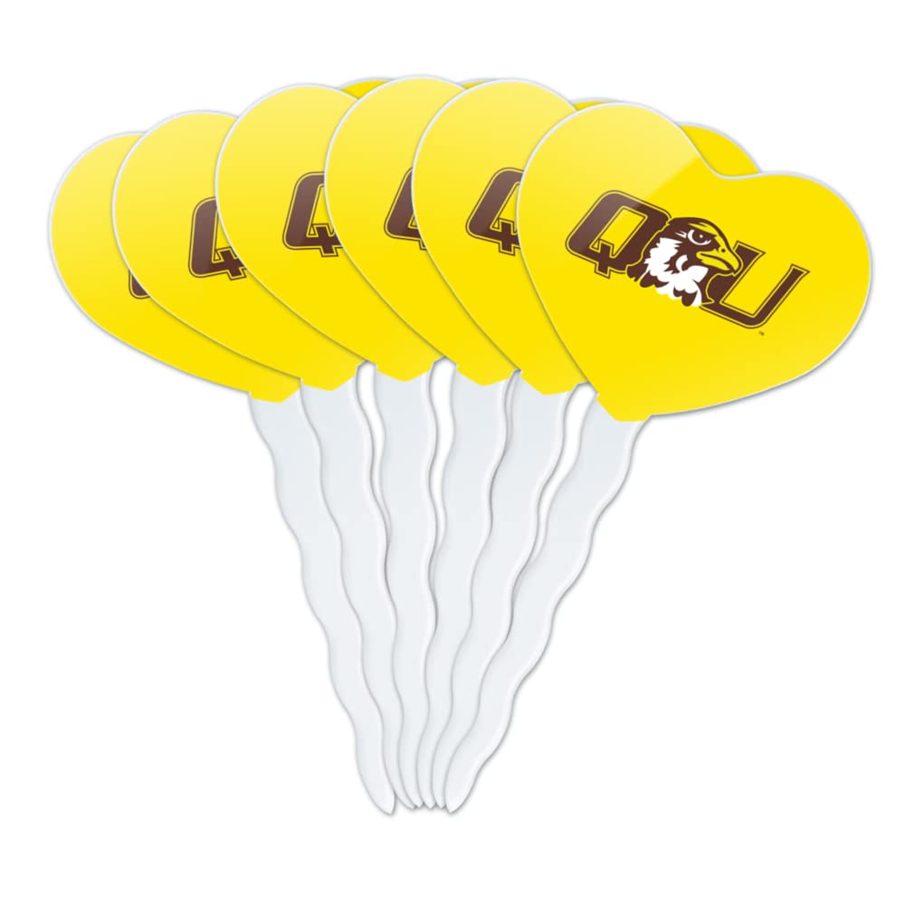 GRAPHICS & MORE Cupcake Picks Set of 6 - Acrylic Heart Toppers - Quincy University