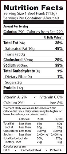 Vienna Beef Jumbo Franks Natural Casing 6 4:1 10 lbs (Approx. 40 Count)