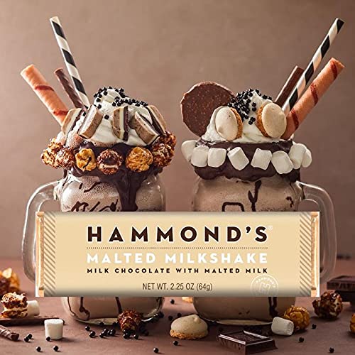 Hammond'S Candies Gourmet Chocolate Candy Bars - Malted Milkshake | Sweet Milk Chocolate With Malted Milk, Certified Kosher, Han