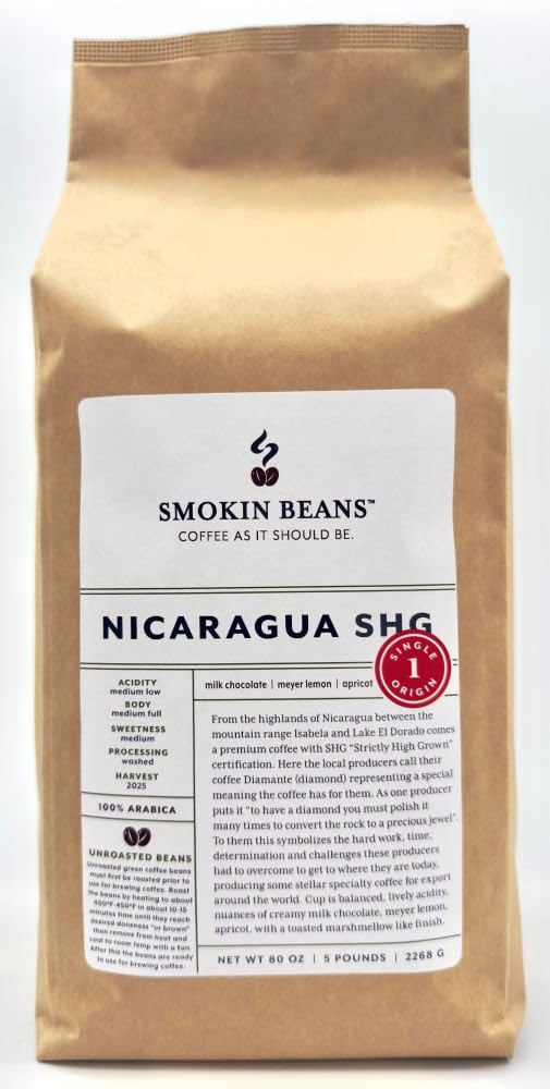 Smokin Beans 5-Pound Unroasted Green Arabica Coffee Beans, Specialty Grade, Roast at Home, 80 Ounce
