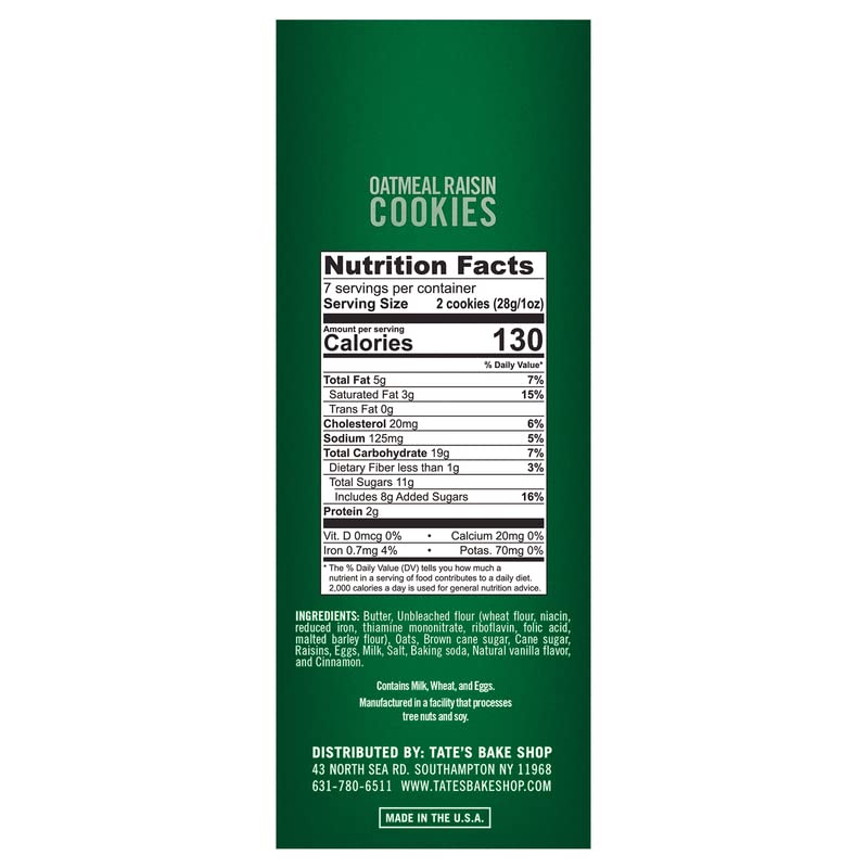 9079094 Oatmeal Raisin Ckies 7Oz Tate'S Bake Shop Oatmeal Raisin Cookies 7 Oz Bagged (Pack Of 6)