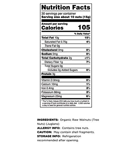 Terrasoul Superfoods Organic Raw Walnuts, Chandler Variety, 1 Lb (Pack of 3)