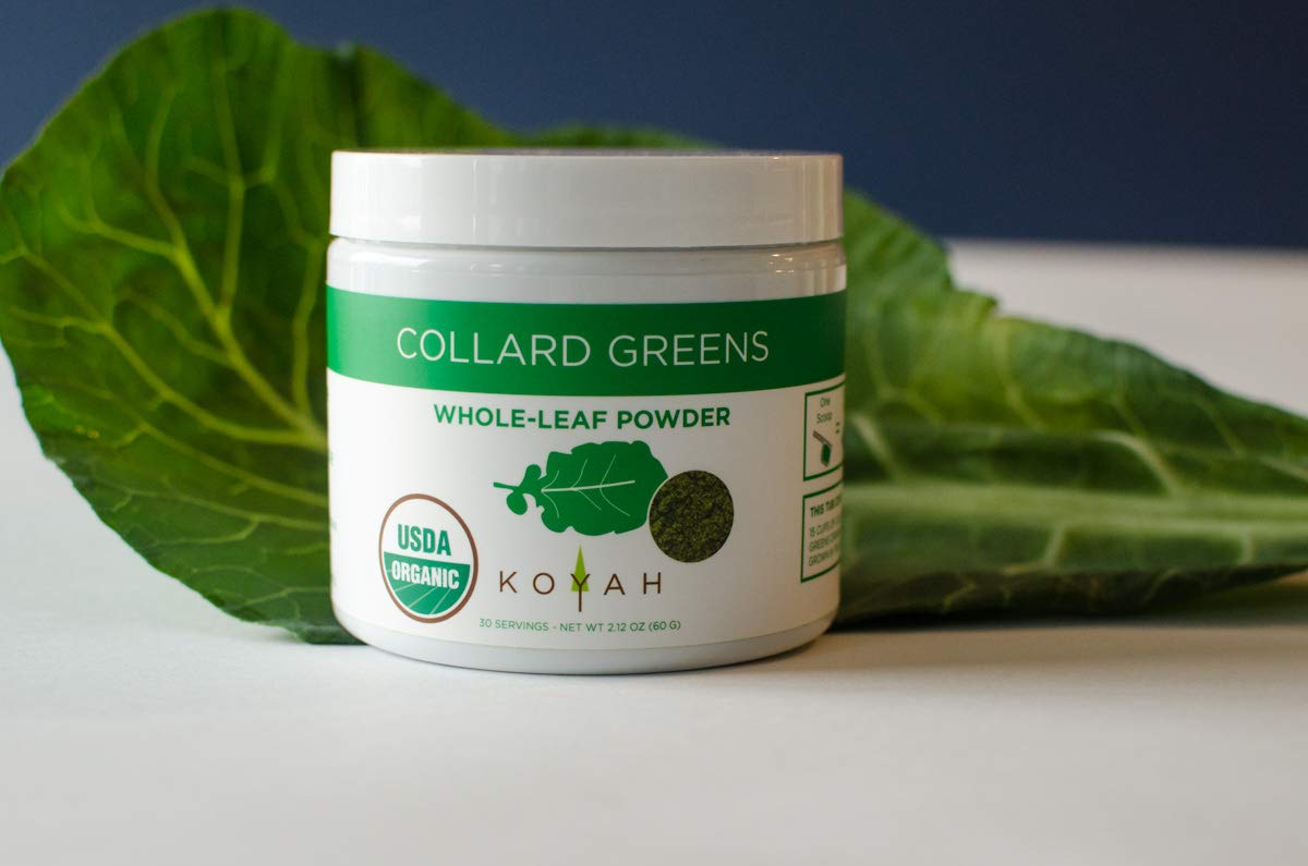 Koyah - Organic Usa Grown Collard Greens Powder (Equivalent To 15 Cups Fresh): Freeze-Dried, Whole-Leaf Powder
