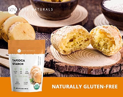 Kate Naturals Tapioca Starch Flour for Baking, Cooking & Boba Pearls (12oz, Organic, Non-GMO, Gluten Free)