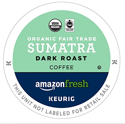 AmazonFresh Organic Fair Trade K-Cups, Sumatra Dark Roast, 80 Ct., Compatible with Keurig Brewer