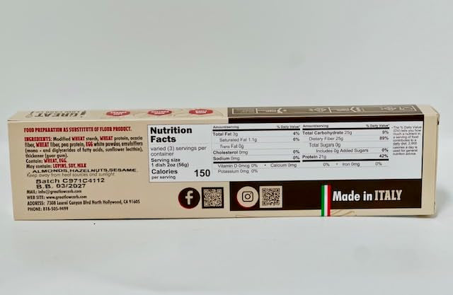 Great Low Carb Company Fettugreat, Fettuccine Shape 8 Oz Pasta, Keto, Low Carb, High Protein. 5 Net Carbs, 21G Protein (2 Pack)