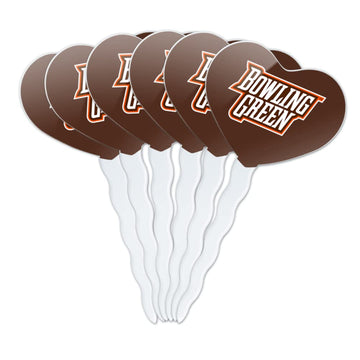 GRAPHICS & MORE Cupcake Toppers Set of 6, Acrylic, Bowling Green State University, One Size, Heart Decoration