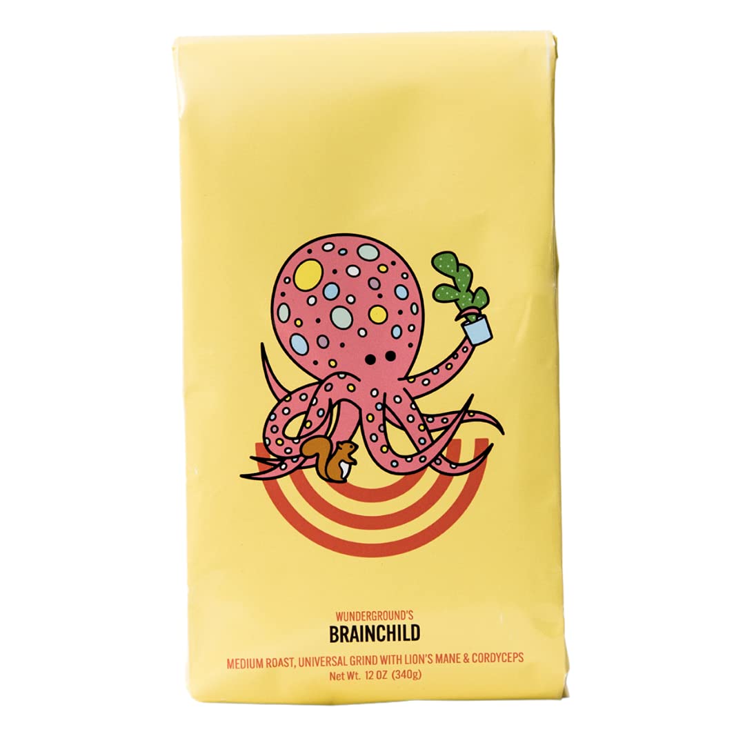 Wunderground Coffee - Brainchild - Mushroom Coffee With Lion'S Mane And Cordyceps - Medium Roast Ground Coffee With Adaptogenic 